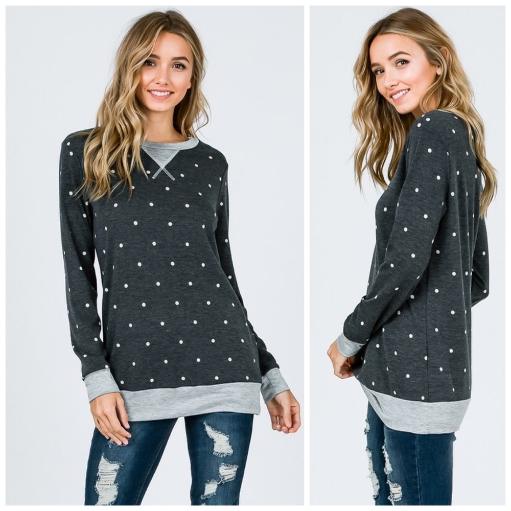 ❤️LAST 1!  PARTY SALE French Terry Polka Dot Top! - Picture 3 of 6